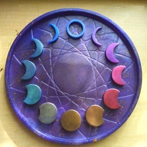 Moon phase candle holder/plate